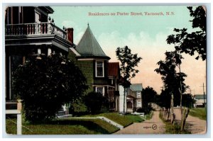 c1910's Residences On Porter Street Yarmouth Nova Scotia Canada Antique Postcard