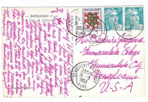 RPPC France Serquigny Allee de Chateau Eure Normandy MARCO RP 1953 Postcard
