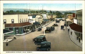 Hilo Hawaii HI Kamehameha Ave Cars c1920 Postcard