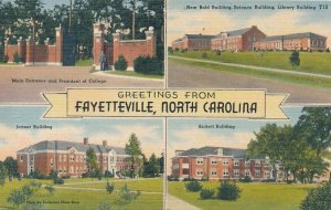 Greetings from Fayetteville NC, North Carolina - State Teachers College - Linen