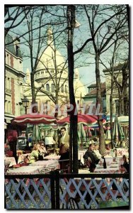 Old Postcard Paris Le Sacre Coeur in Montmartre seen from the Place du Tertre