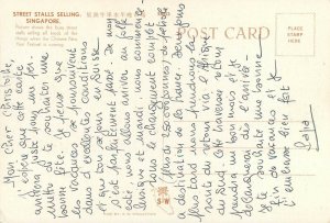 Singapore street stalls selling busy street postcard 