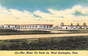 West Burlington Iowa Lin Mar Motel Vintage Postcard AA39673