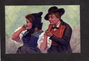 Artist Signed Johan Gerstenhauer Holland Dutch Lovers Postcard Danish Clothing