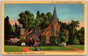 Little Church Of Flowers Forest Lawn Memorial Park Glendale California Postcard