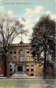 Springfield Massachusetts~Memorial Building GAR~Flag on Roof~c1910 Postcard