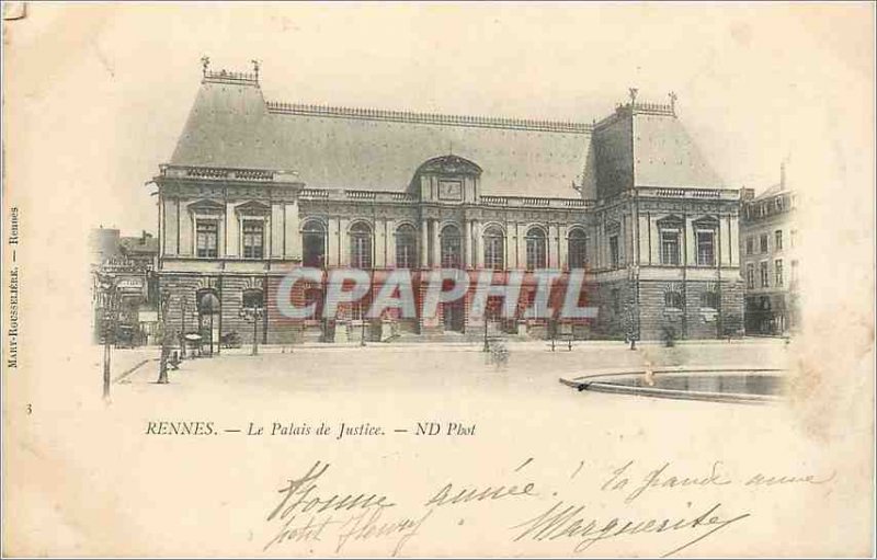 Old Postcard Rennes courthouse nd phot (1900 card)