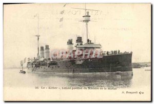 Old Postcard Boat Kleber flying the flag of the Minister of Marine