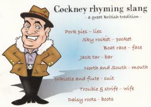 Learning Cockney English Rhyming Slang London Lingo Comic Humour Postcard