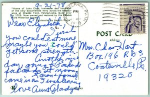 Home of John Chad Chadds Ford Pennsylvania Chrome Postcard H8