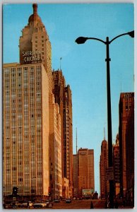 Chicago Illinois 1960s Postcard South On Michigan Avenue Sheraton-Chicago Hotel