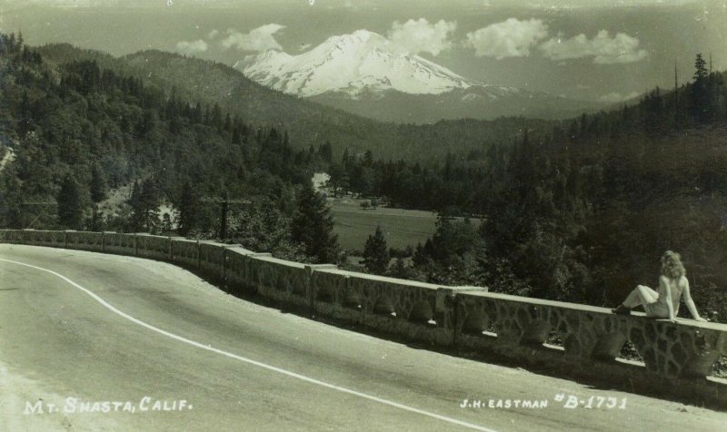 RPPC Girl in Bathing Suit, Mt. Shasta, Calif. Vintage Postcard F71