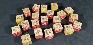 Wood Blocks Alphabet Numbers Animals Vintage (21) Wood Blocks  MrSTUFF B8