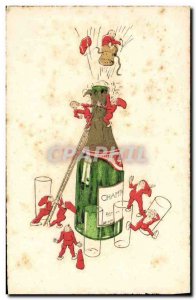 Old Postcard Leprechaun Fancy Champagne