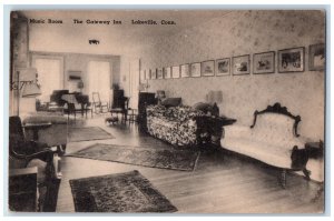 c1910 Interior Portrait Carpet Music Room The Gateway Inn Lakeville CT Postcard