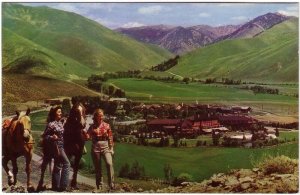 View From Penny Mountain, Sun Valley, Idaho, Vintage Chrome Postcard, Horses