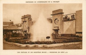International Exhibition Postcard souvenir Liege 1930 centenaire fountain