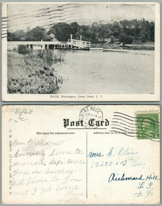 LONG ISLAND GREAT NECK N.Y. DOCK KENSINGTON 1928 ANTIQUE POSTCARD