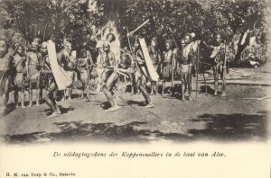 indonesia, SUNDA ALOR, Armed Native Headhunters, Cannibals (1900s) Postcard