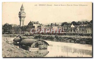 Old Postcard Epernay Marne Banks of the Marne and Tower Union Champenoise