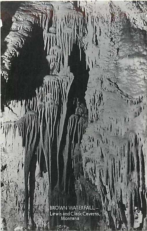 RPPC of the Brown Waterfall, Lewis and Clark Caverns Montana MT