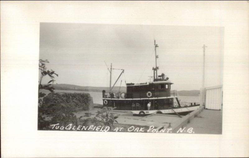 Oak Point New Brunswick NB Tug Boat Glenfield Real Photo Postcard
