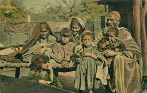 Pakistan afreedi native family asian ethnic types old postcard 