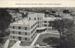 MILWAUKEE WI~HOSPITAL MATERNITY PAVILION-PONTIAC STREAMLINER?~1945 PSMK POSTCARD