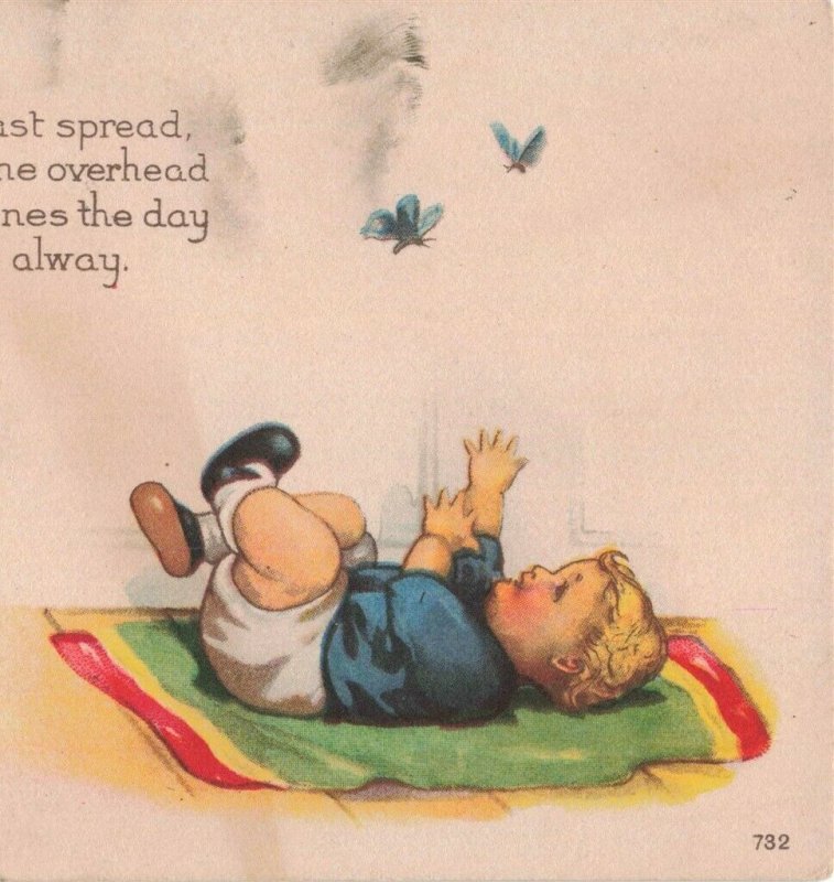 c.1907-15 Baby Boy Blanket Butterfly's Postcard 2T6-539