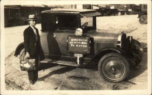 Gas & Oil Advertising Salesman & Car EN-AR-CO Oil White Rose Gas c1920s RPPC