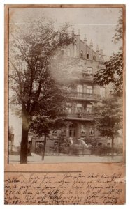 Old Photo of European Apartment Building RPPC Postcard Posted 1905