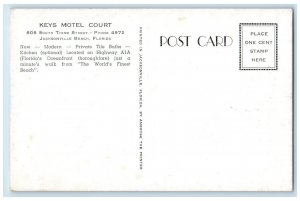 c1950's Keys Motel Court Florida Highway A1a Jacksonville Beach FL Postcard