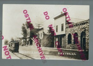 Buxton NORTH DAKOTA RPPC 1910 MAIN STREET add on TROLLEY nr Grand Forks Mayville