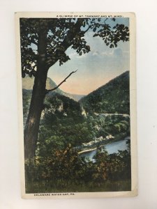 Delaware Water Gap PA Postcard A Glimpse of Mt. Tammany and Mt. Minsi