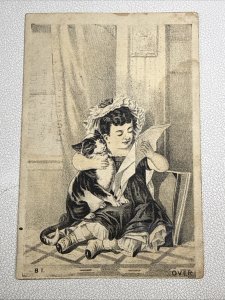 1882 Talmage Lake Ice Company Louisville KY Business Girl Cat Trade Card Order