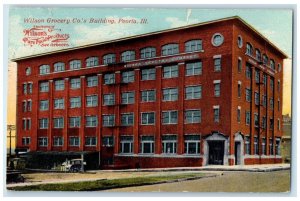 1912 Wilson Grocery Co's Building Scene Street Peoria Illinois IL Postcard