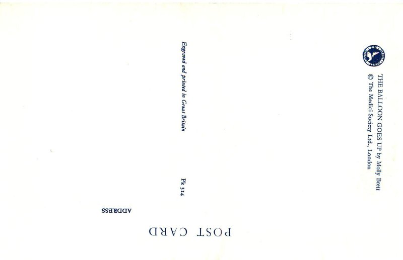 Medici Society Postcard Molly Brett Mice On A Balloon The Balloon Goes Up PK314