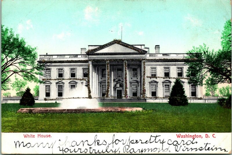 Vtg Postcard c 1908 White House Washington DC w Glitter - Washington News Co