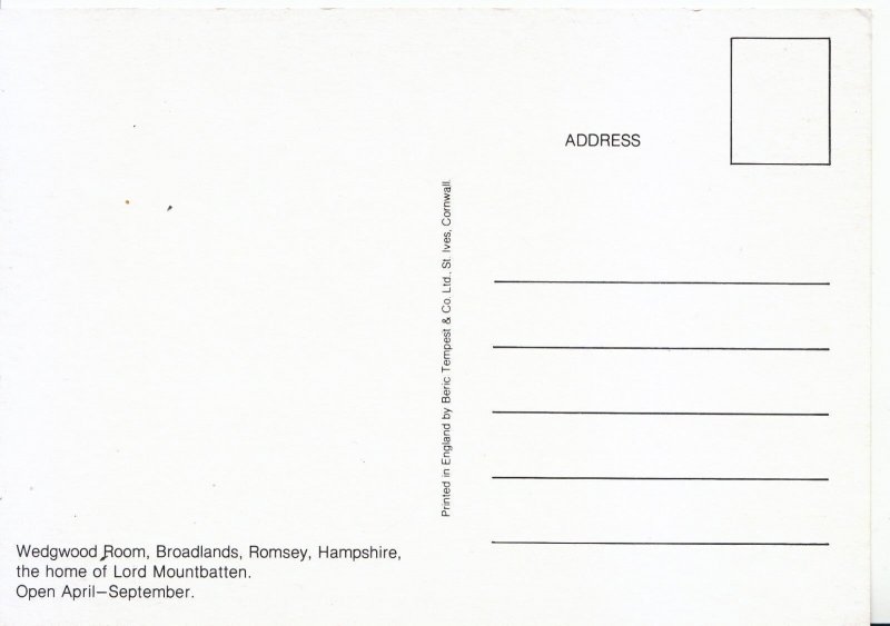 Hampshire Postcard - Wedgwood Room - Broadlands - Romsey - Lord Mountbatten  SM9
