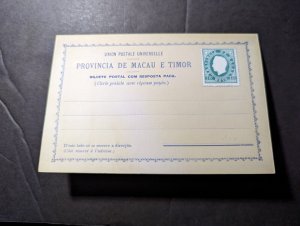Mint British Macau and Timor Postal Stationery Postcard Set of 2 10 Reis