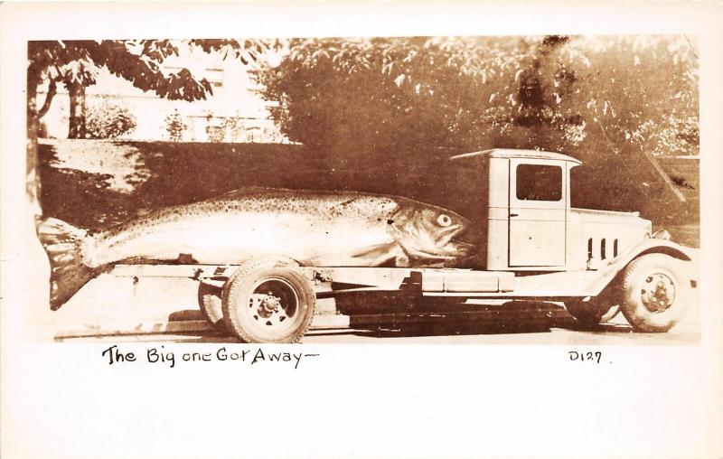 F30/ Tacoma Washington RPPC Postcard c40s Exaggeration Fishing Truck