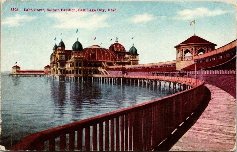 Lake Front Saltair Pavilion Salt Lake City Utah UT Antique Postcard DB UNP WOB 