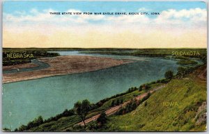 Three State View NB, SO, IA From War Eagle Grave Sioux City Iowa IA Postcard