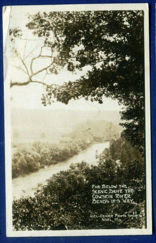 Noel Missouri mo Far Below the Scenic Drive Cowskin River Bends photo postcard