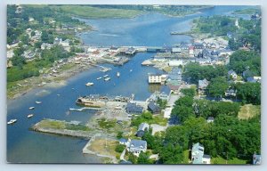 1995 Kennebunkport Maine Vintage Postcard Aerial View Harbor Town Lake Posted