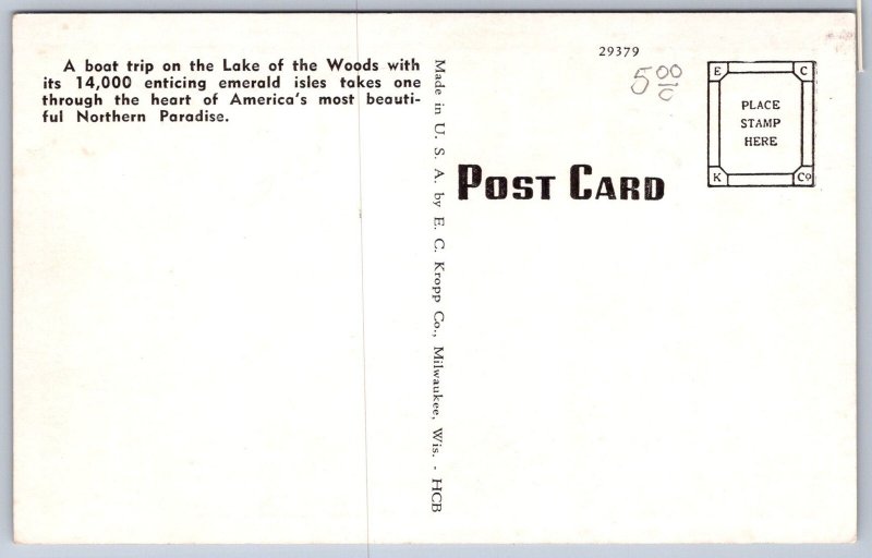 K31/ Warroad Minnesota Postcard c1940s Fay H. Young Boat Line Captain 339