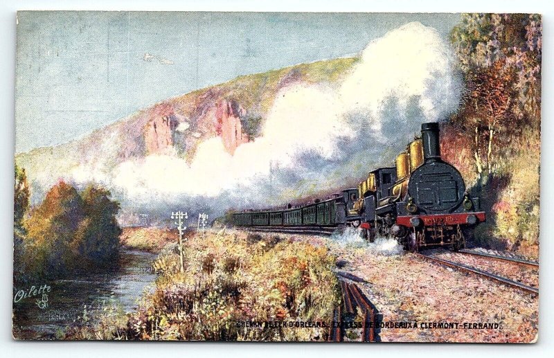 c1912 CHEMIN DE FER D'ORLEANS EXPRESS DE BORDEAUX A CLERMONT TUCK POSTCARD P1022