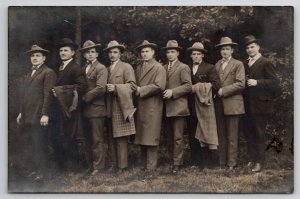 RPPC Group of Dapper Men In The Forest c1915 Real Photo Postcard R30