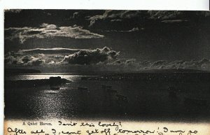 Unknown Location Postcard - A Quiet Haven - At Night Showing Boats   ZZ2977