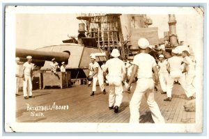 c1920's Basketball Aboard Ship US Navy RPPC Photo Unposted Antique Postcard